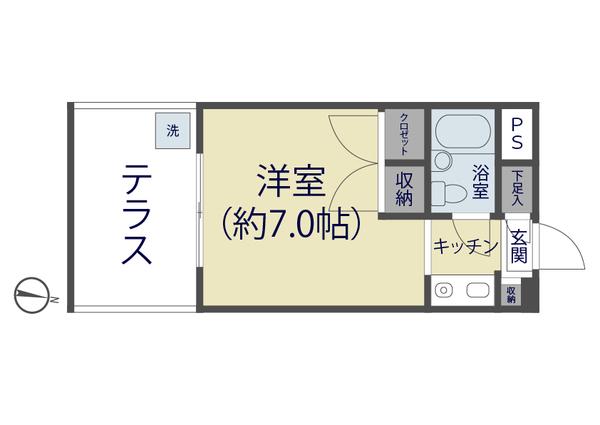 ブライトコート壱番館(1K/1階)の間取り写真
