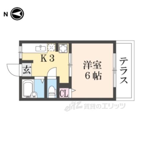 セルティアA棟(1K/2階)の間取り写真