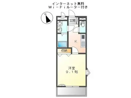 グランディー(1K/2階)の間取り写真