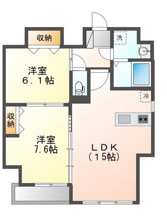 GRAND SOLEIL大須白川(2LDK/2階)の間取り写真