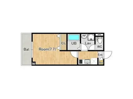 ジーメゾン淵野辺ノース(1K/1階)の間取り写真