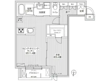 BLESS新中野(1LDK/2階)の間取り写真