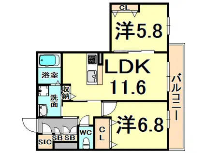 SHA MAISON PINO(2LDK/3階)の間取り写真