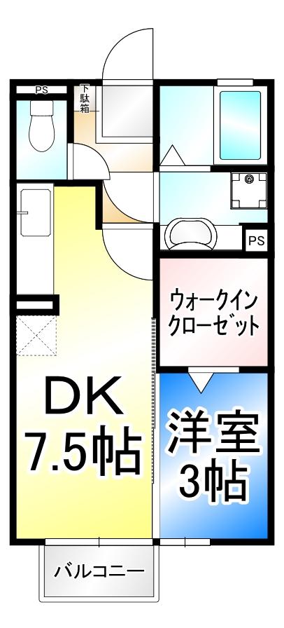 豊田弐番館(1DK/2階)の間取り写真