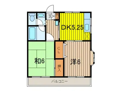 リバーサイドケーユー(2DK/1階)の間取り写真