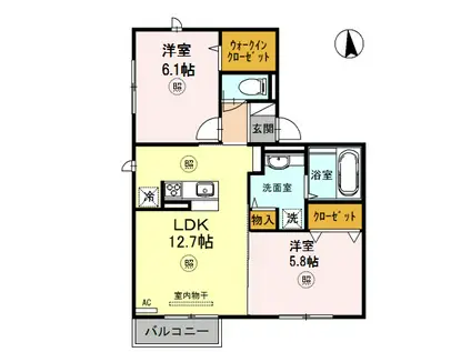 カトル ピア(2LDK/2階)の間取り写真