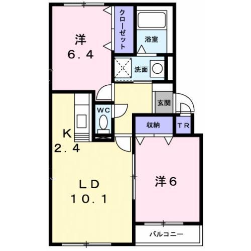 ジェルメ港町I(2LDK/2階)の間取り写真