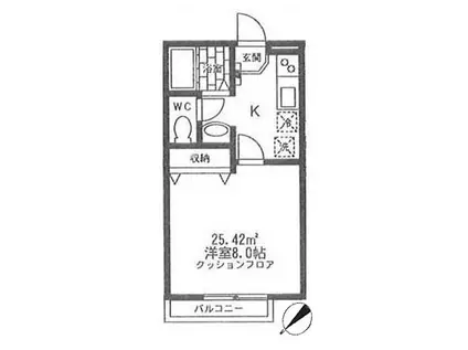 ブランドール(1K/1階)の間取り写真