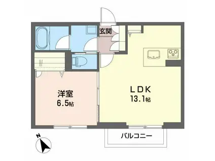 エバーグリーン S(1LDK/1階)の間取り写真