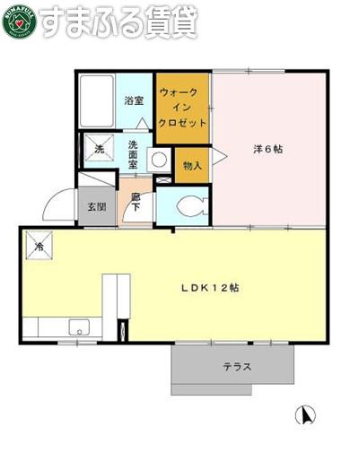 スマイルE&N E(1LDK/1階)の間取り写真