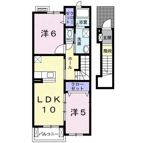 フィニート21A棟(2LDK/2階)の間取り写真
