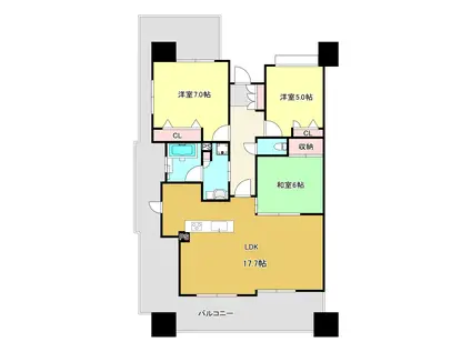 エイルマンション高麗町II(3LDK/11階)の間取り写真