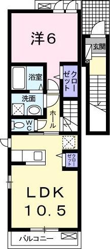 マテリアライズ(1LDK/2階)の間取り写真