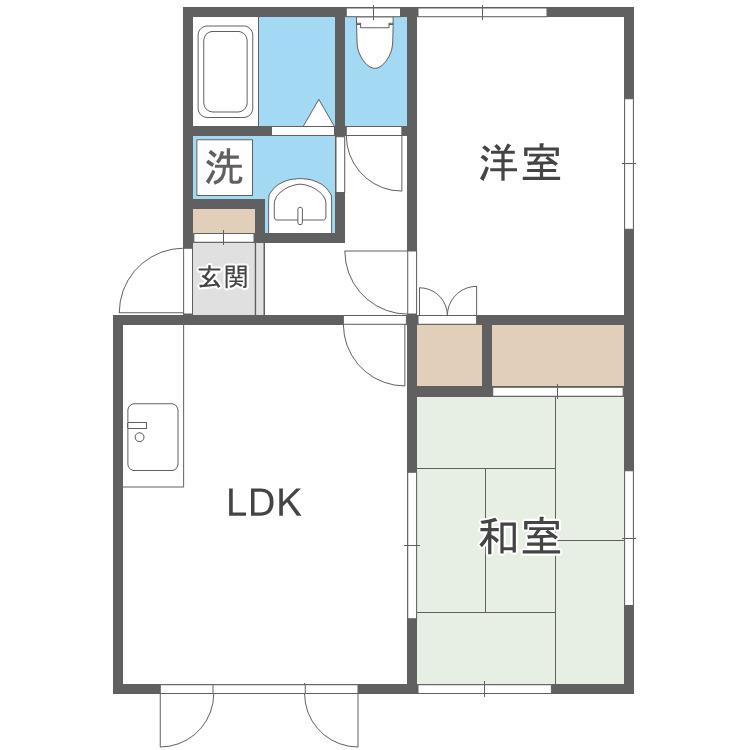 レジデンスモン・ローゼA(2LDK/1階)の間取り写真