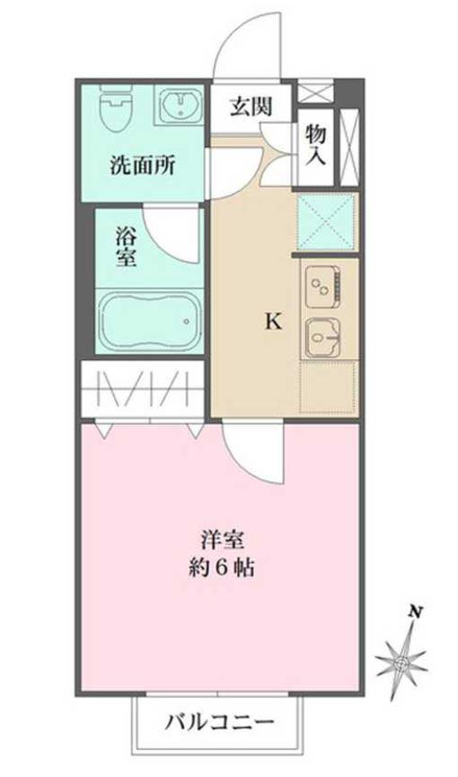 サウス GARDEN(1K/1階)の間取り写真