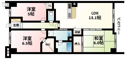 アドリーム江坂(3LDK/5階)の間取り写真