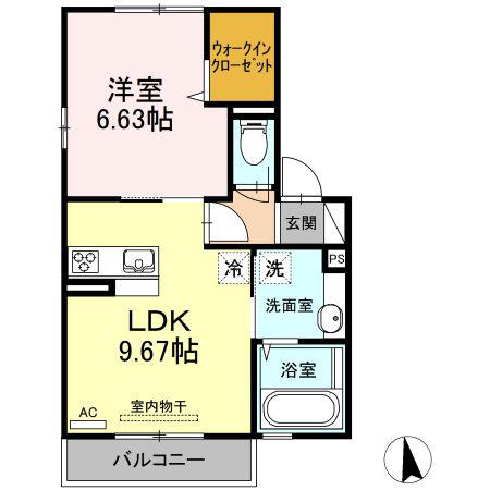メゾンドセフィーロ(1LDK/2階)の間取り写真