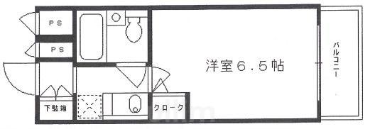 デトム・ワン御所南(1K/2階)の間取り写真