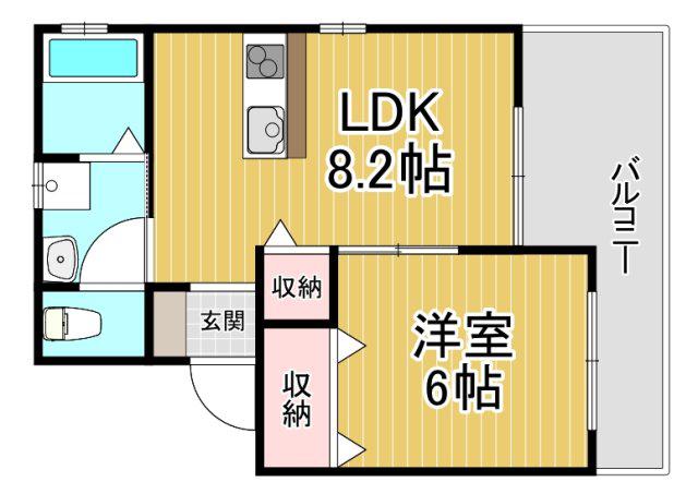 ベルリード宝塚(1LDK/1階)の間取り写真
