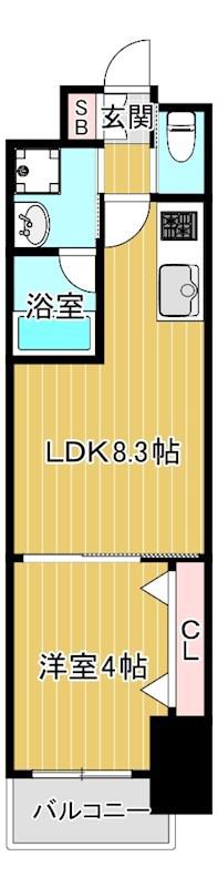 コンフォリア西天満(1LDK/2階)の間取り写真