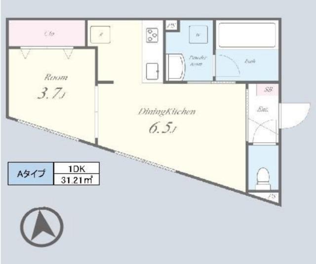 LEA ROOMお花茶屋(1DK/2階)の間取り写真