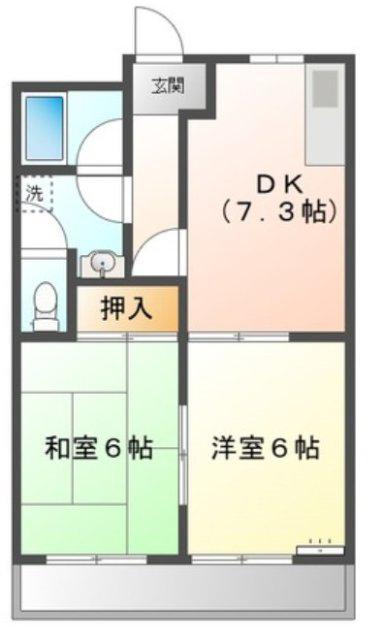 ベルキーハイツ(2DK/1階)の間取り写真