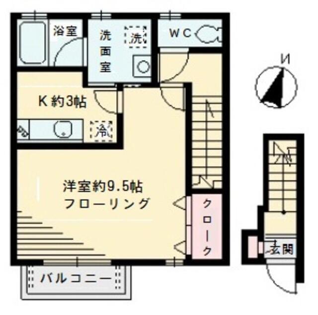 コート大町(1K/2階)の間取り写真