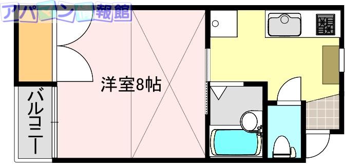 JR信越本線 新潟駅 徒歩21分 2階建 築33年(1K/2階)の間取り写真