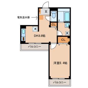 グリーンリーフ(1DK/2階)の間取り写真