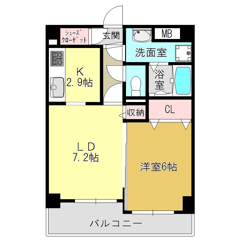 クレメント五位堂(1LDK/3階)の間取り写真