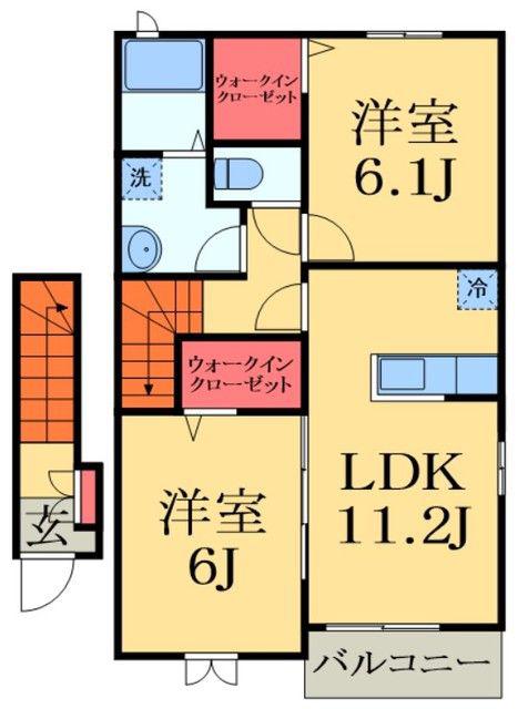 ガーデンハウス茂原IV(2LDK/2階)の間取り写真
