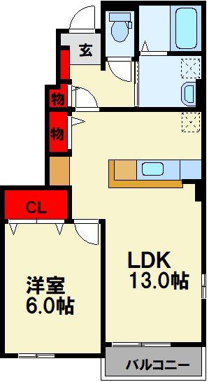 ラマージュ B(1LDK/1階)の間取り写真