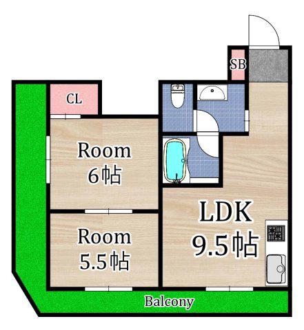 東洋プラザ野江内代(2LDK/5階)の間取り写真