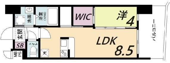 セレニテ神戸ミラクシュッド(1LDK/6階)の間取り写真