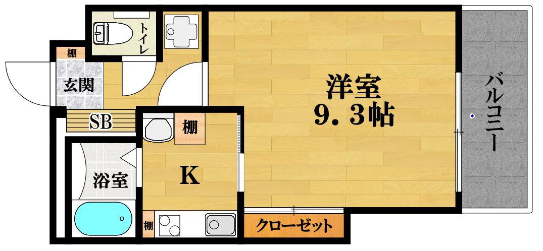 ブライト 岸里(1K/4階)の間取り写真