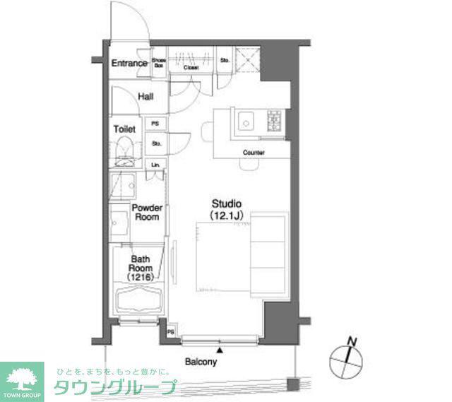 パークキューブ笹塚(ワンルーム/14階)の間取り写真