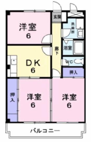 ツインハイツB(3DK/1階)の間取り写真
