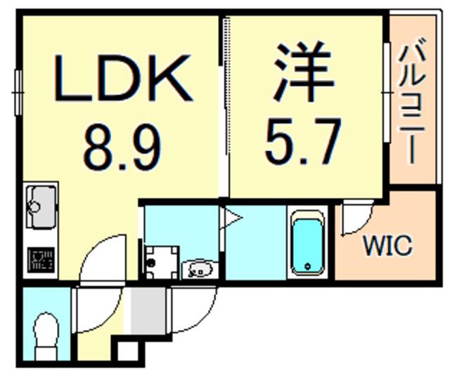 SUNMOON武庫之荘2番館(1LDK/2階)の間取り写真