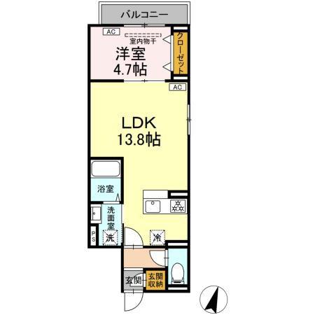 セレスティア扇VII(1LDK/3階)の間取り写真