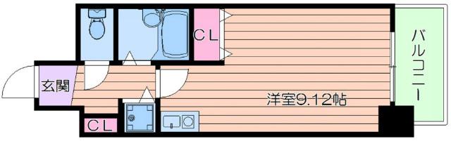 ビスタ江坂南(ワンルーム/9階)の間取り写真