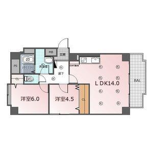 NTビル(2LDK/6階)の間取り写真