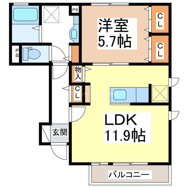 グレイシア(1LDK/1階)の間取り写真