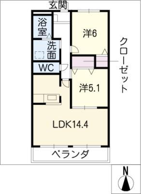 ミラージュファースト(2LDK/3階)の間取り写真