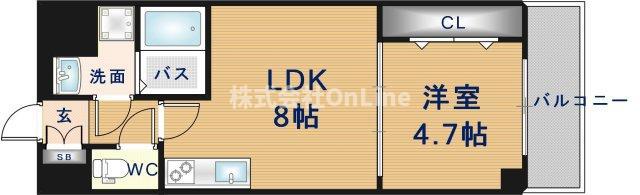 グランパシフィック桃谷(1LDK/1階)の間取り写真
