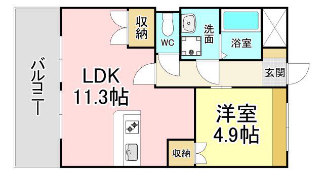 ローズガーデンII(1LDK/2階)の間取り写真