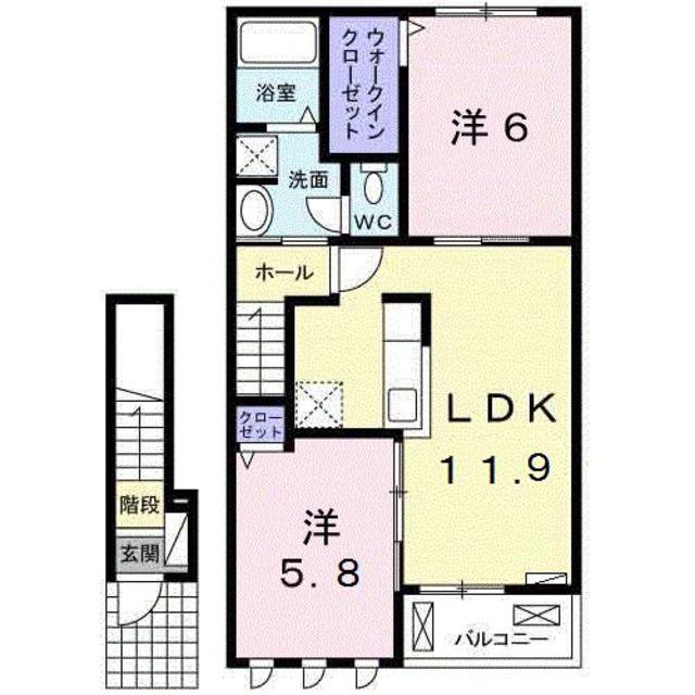 グレイスコートI(2LDK/2階)の間取り写真