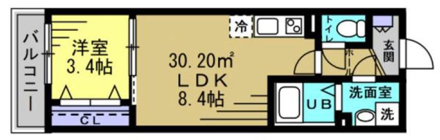 RIZE南流山(1LDK/3階)の間取り写真