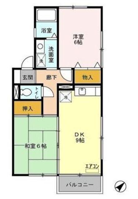 ナチュラルハウス A(2DK/1階)の間取り写真