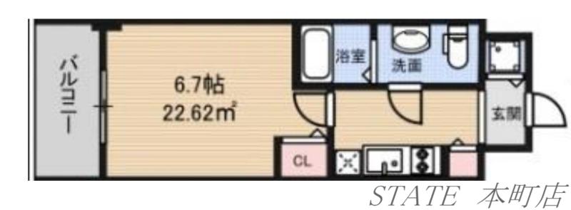 S-RESIDENCE北浜(1K/4階)の間取り写真