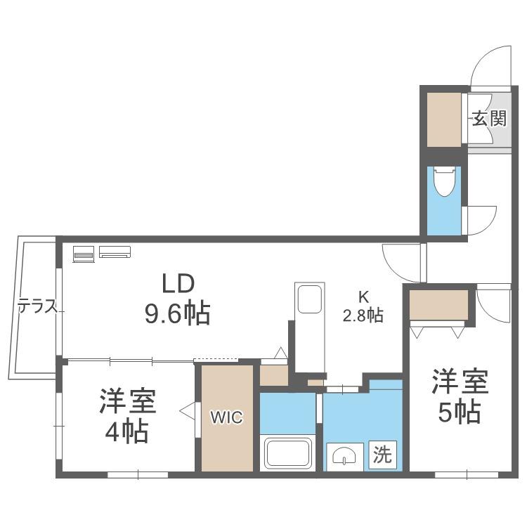 アルファスクエア平岸イースト(2LDK/1階)の間取り写真